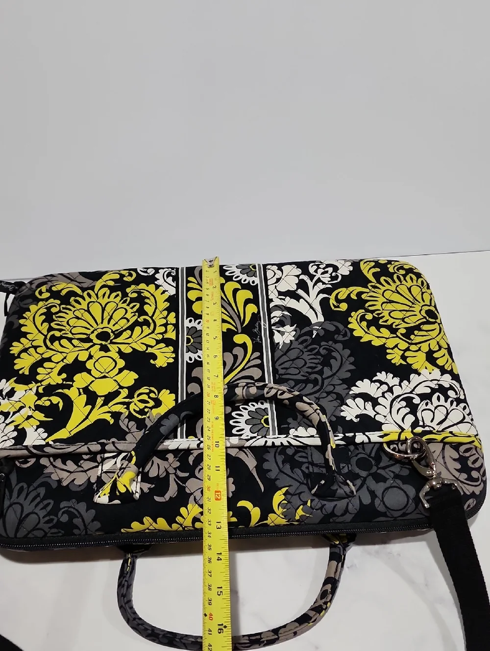 Vera Bradley Stylish Black and Yellow Floral Laptop Case Bag